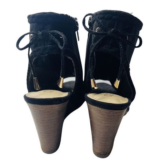 Cato black Wedge open toe ankle boots booties women’s 10 Wide - Picture 4 of 9